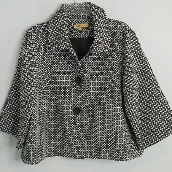 Notations Black & White Crop Blazer Large - Picture 1 of 6